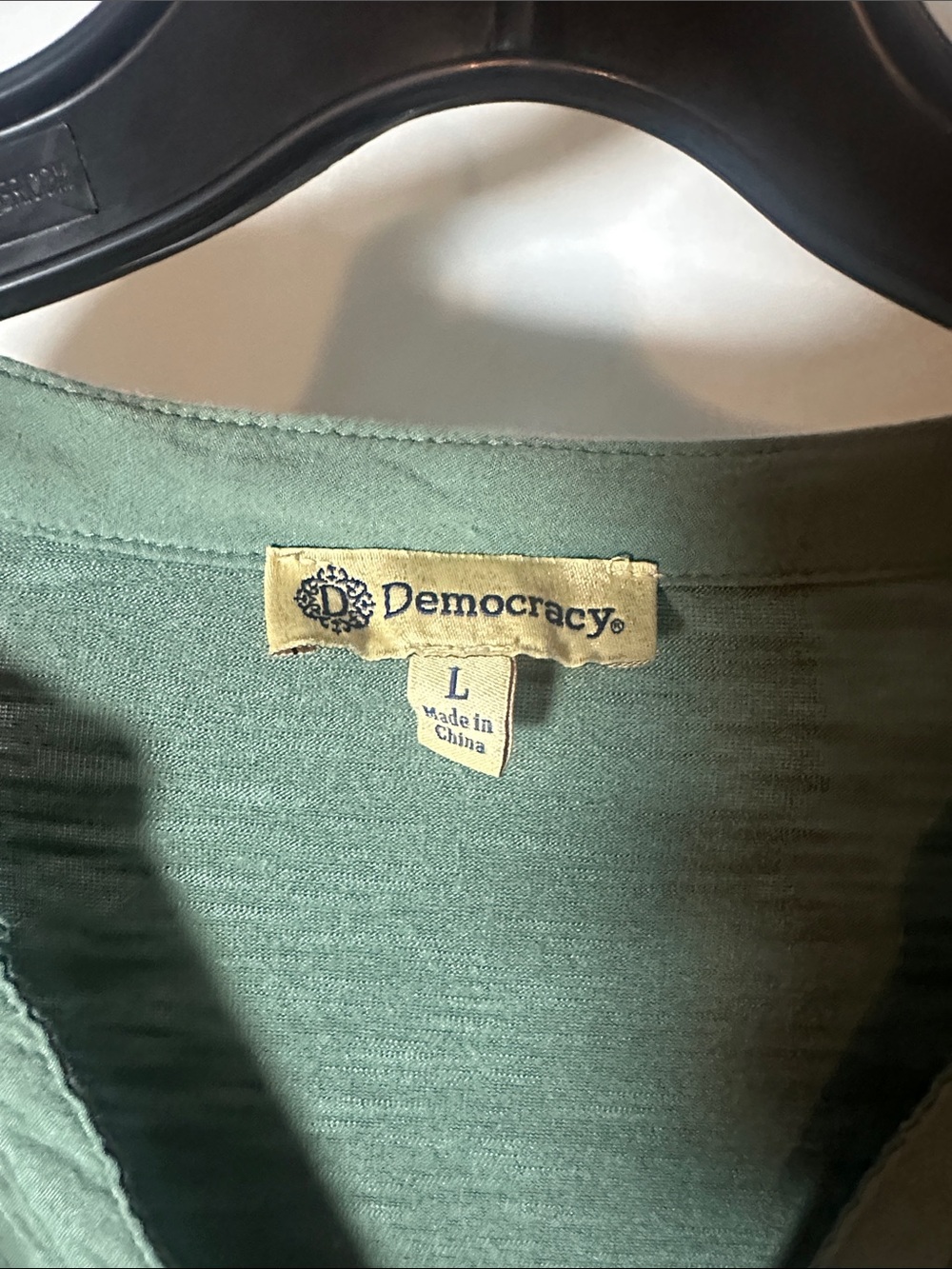 Democracy Olive Green Embroidered Button-Front Blouse - Picture 2 of 7